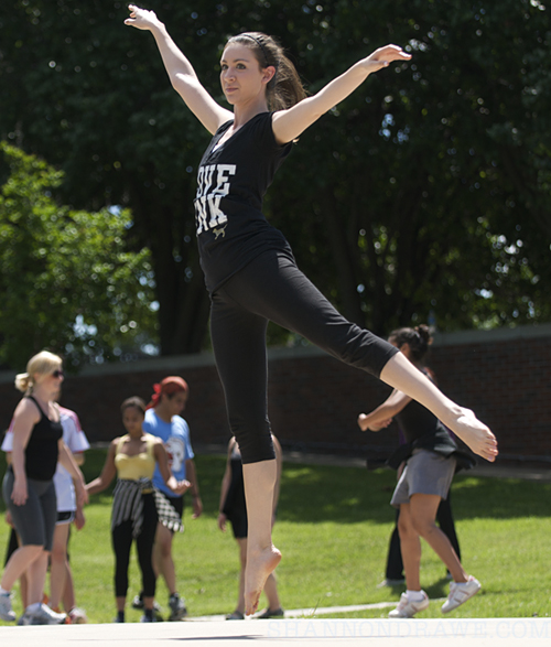 TWU dance class caught in action outdoors at Texas Woman's University Denton Texas