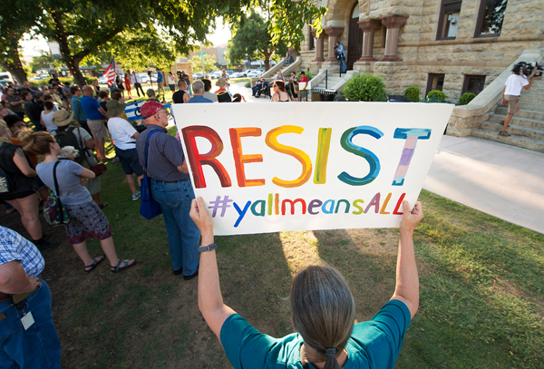 Denton Texas protest for peace and inclusion.